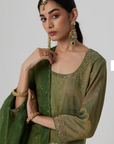 Nirja- Sage Green Banarasi Kurta with Sharara