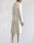 Ivory Jacquard Embroidered Sherwani Set - Ready To Ship