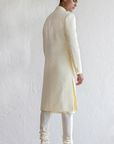 Cream Jacquard Sherwani Set - Ready To Ship