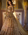 Gold Three-Dimensional Jewel Lehenga Set