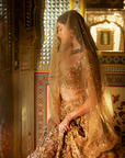 Gold Three-Dimensional Jewel Lehenga Set