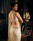 Ivory Gold Net Saree 3