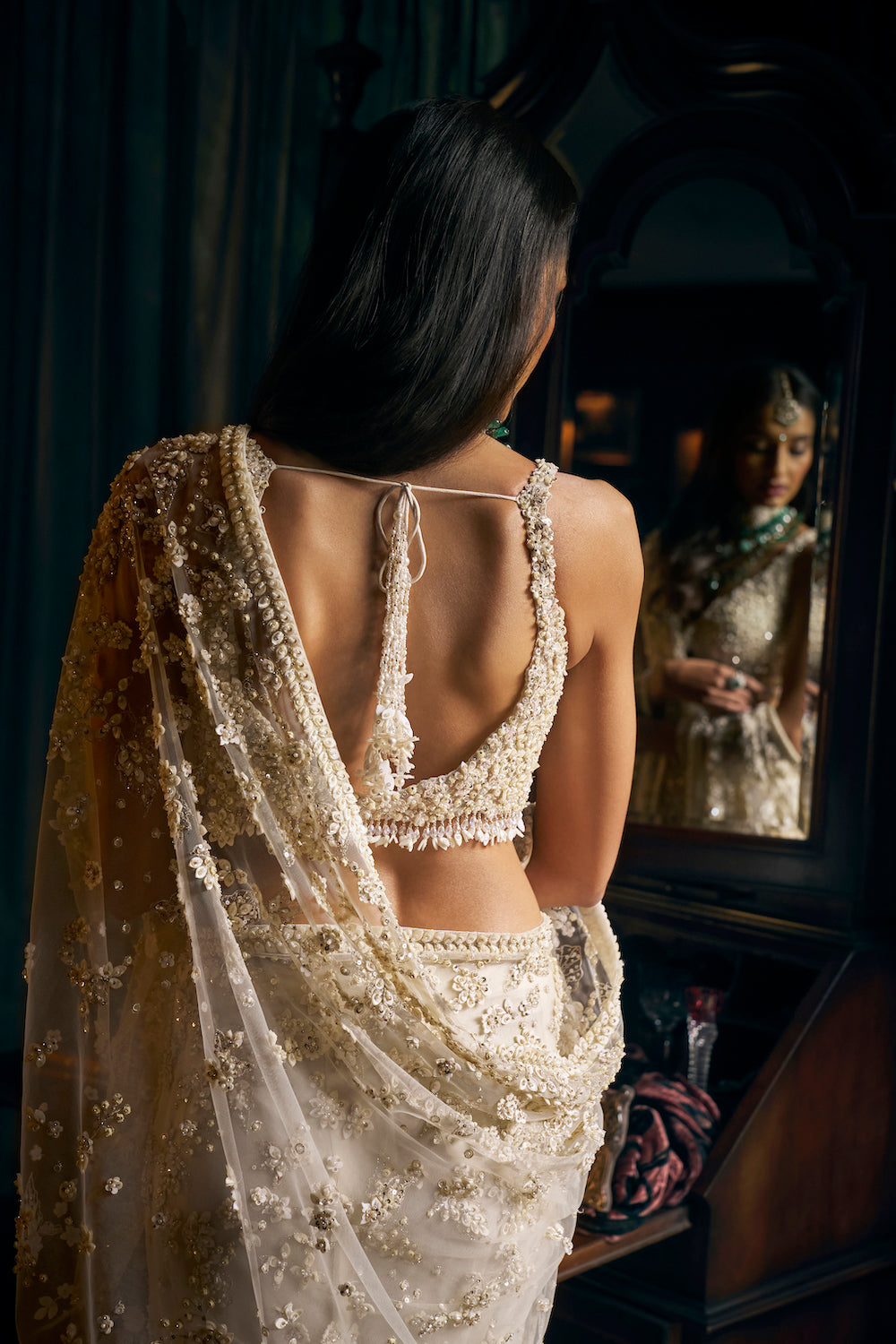 Ivory Three-dimensional saree 5