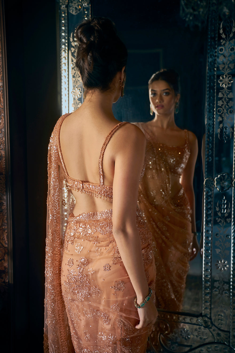 Copper Sequin Saree 3