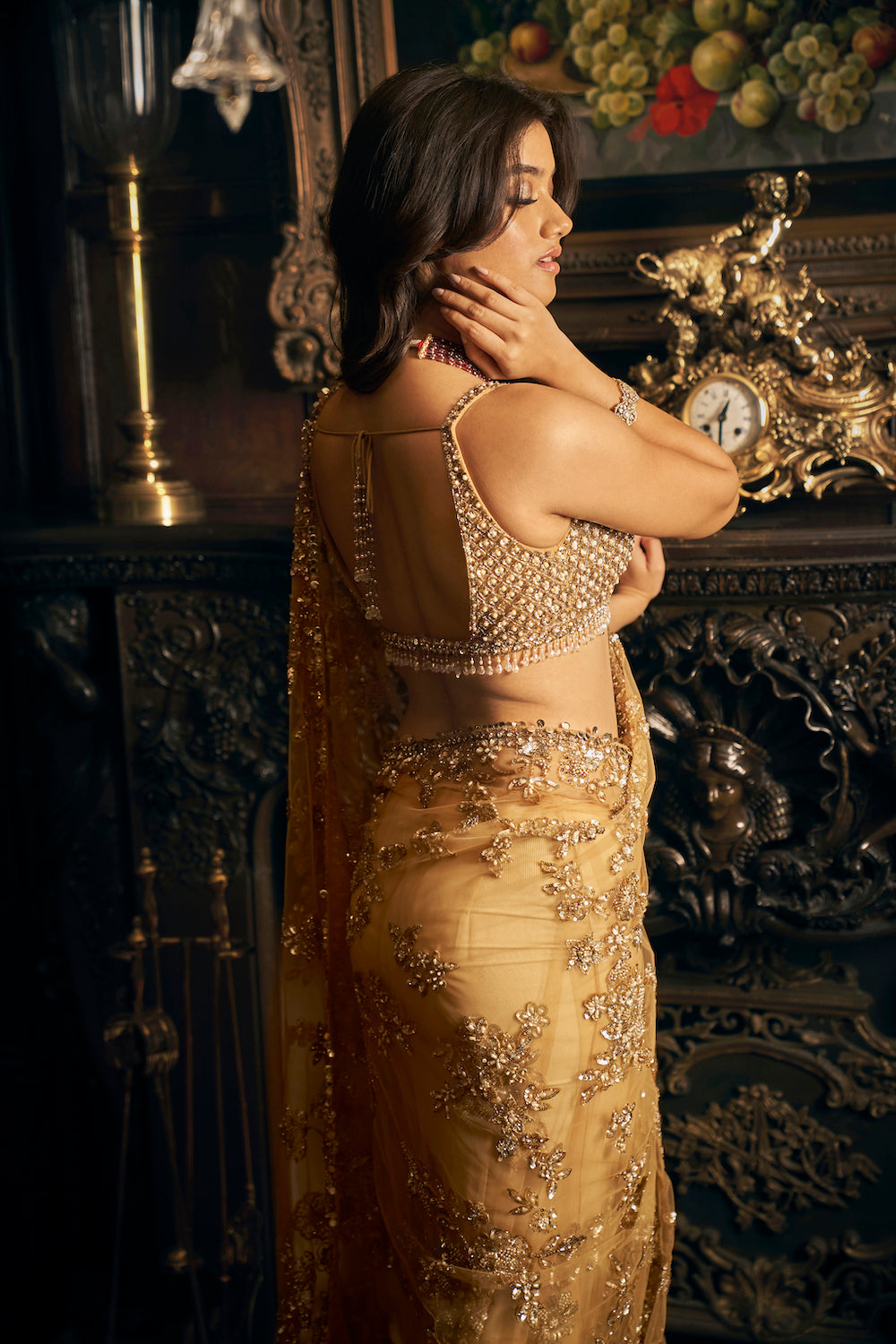 Gold Net Saree 3