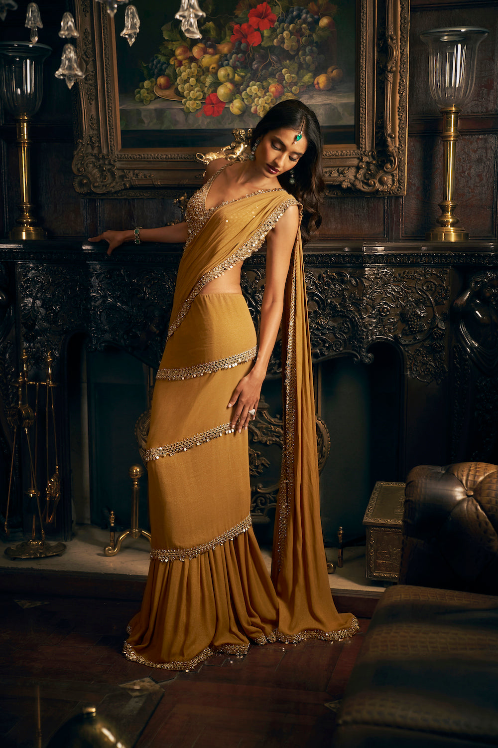 Gold Wrap Around Saree 2