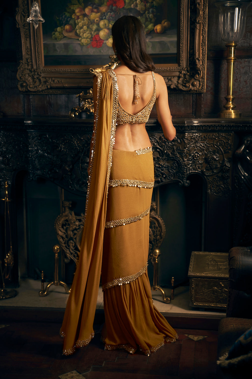 Gold Wrap Around Saree 3