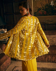 Yellow Mirror Work Stitched & Jacket Saree 5