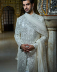 Ivory Mirror Work Sherwani Set