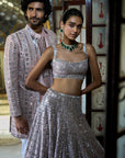 Rose Gold Mirror Work Lehenga Set