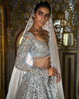 Silver Cut Work Lehenga Set