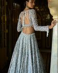 Ice Blue Tissue Lehenga Set