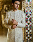 Vintage Ivory Three-Dimensional Sherwani Set