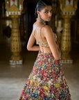 Multi-Coloured Three-Dimensional Floral Lehenga Set