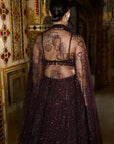 Wine Sequin Lehenga Set