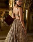 Antique Gold Sequin Lehenga Set