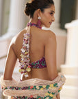 Ombre Multi-Coloured Three-Dimensional Floral Sharara Set Back