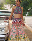 Ombre Multi-Coloured Three-Dimensional Floral Sharara Set Full 2