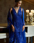 Electric Blue Sharara Set Details