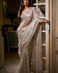 Silver Organza Tissue Saree