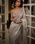 Silver Organza Tissue Saree