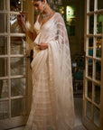 Ivory Organza Sequin Saree