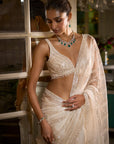 Ivory Organza Sequin Saree