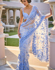 Powder Blue Three - Dimensional Floral Saree