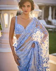 Powder Blue Three - Dimensional Floral Saree