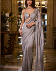 Silver Shimmer Georgette Saree