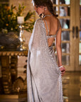 Silver Shimmer Georgette Saree