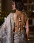 Stone Grey Tissue Organza Saree