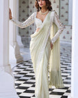 Mint Green Draped Dori Saree