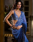 Blue Ombre Sequin Georgette Saree