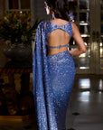 Blue Ombre Sequin Georgette Saree