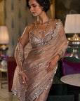 Copper Bold Cut Sequin Saree