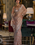 Copper Bold Cut Sequin Saree