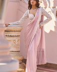 Powder Pink Draped Dori Saree