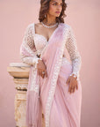 Powder Pink Draped Dori Saree