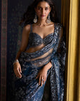 Teal Blue Sequin Saree