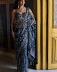 Teal Blue Sequin Saree