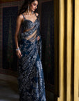 Teal Blue Sequin Saree