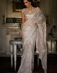 Ivory Gold Sequin Saree