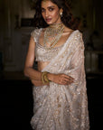 Ivory Gold Sequin Saree