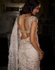 Ivory Gold Sequin Saree