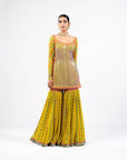 Multi Color Moss Green Sharara Set