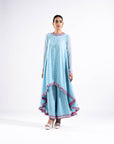 Ice Blue Asymmetrical Kurta Set