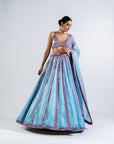 Ice Blue Mirror Seam Lehenga Set