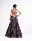 Charcoal Grey Linear Drop Lehenga Set