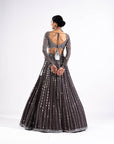 Charcoal Grey Linear Drop Lehenga Set